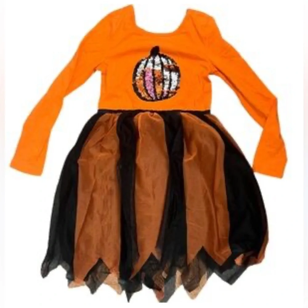 Cat and Jack new pumpkin dress long sleeves orange size 14